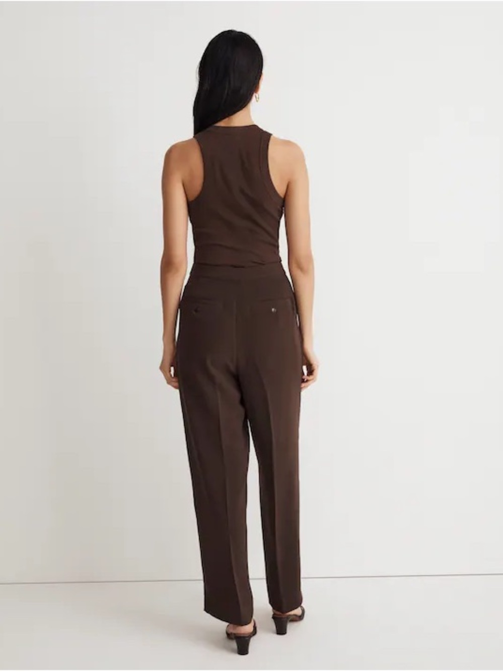 Madewell Women's Brown High-Waist Pleated Trousers - Picture 2 of 5
